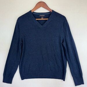 BANANA REPUBLIC‎ $198 Cashmere Silk Sweater Men's Blue Long Sleeve V-Neck Large